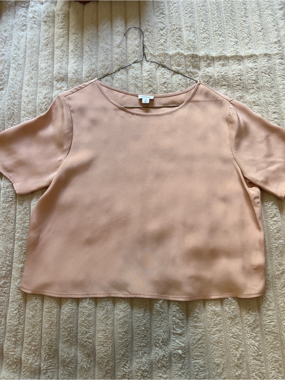 Cuyana cropped pink silk top size small